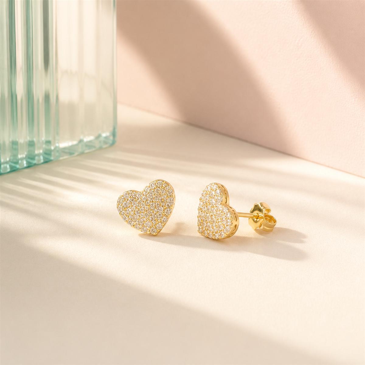 Golden Amora Pave Heart Earrings product image 5