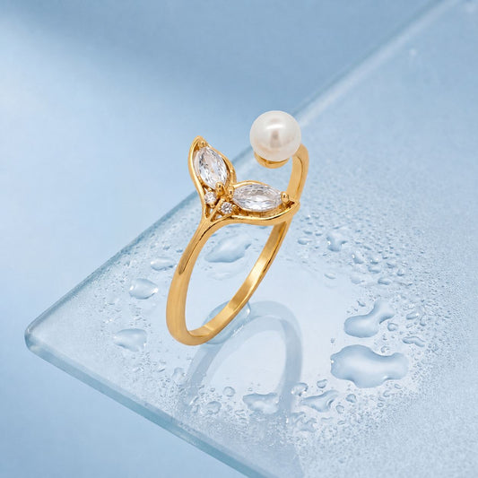 Golden Adjustable Aqua Bloom Ring product image 2