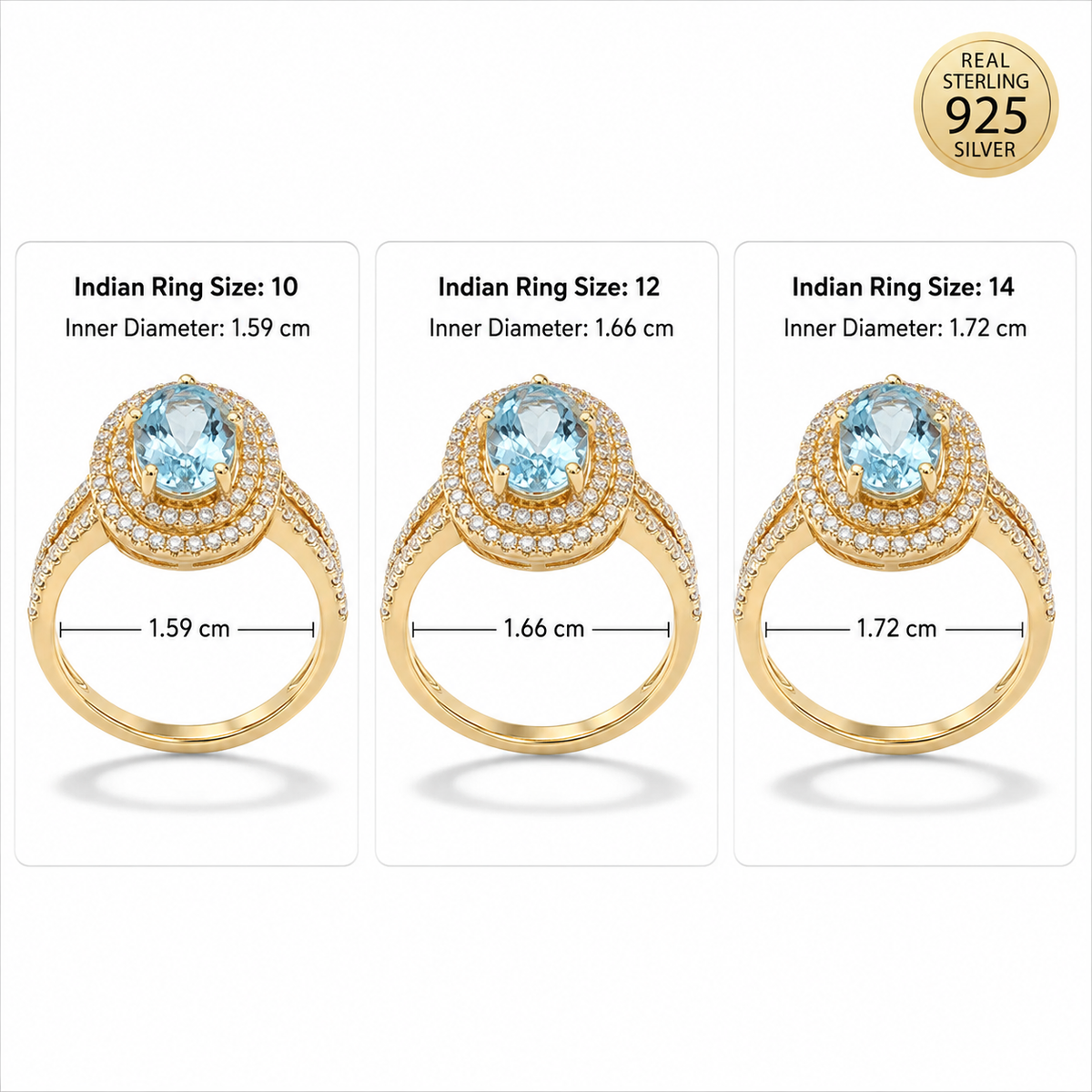Golden Aqua Halo Ring
