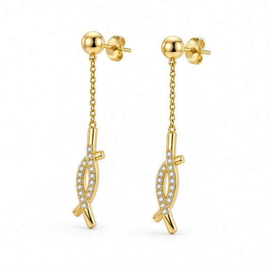 Golden Astra Chain Arrow Earrings product image 2