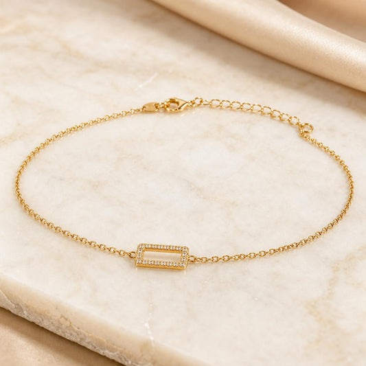 Golden Baguette Frame Anklet product image 2