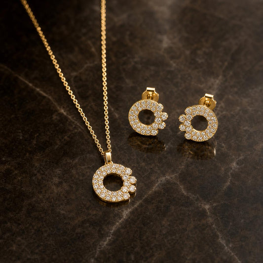 Golden Crescent Halo Jewellery Set product image 2