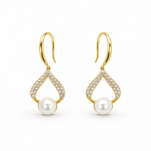 Golden Luna Pearl Loop Earrings product image 1