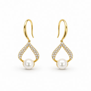 Golden Luna Pearl Loop Earrings product image 1
