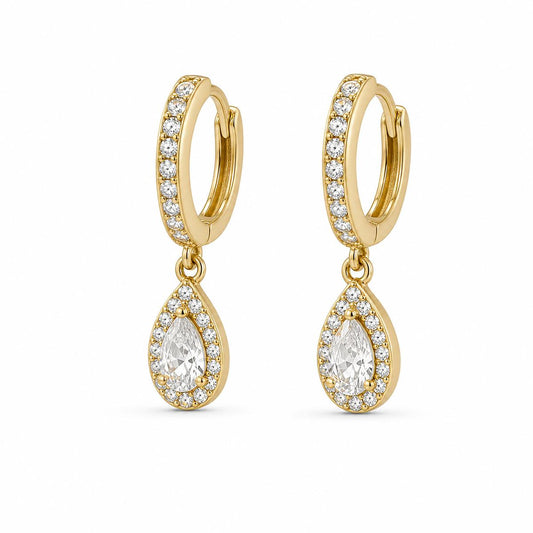 Golden Noor Pear Huggie Earrings product image 2
