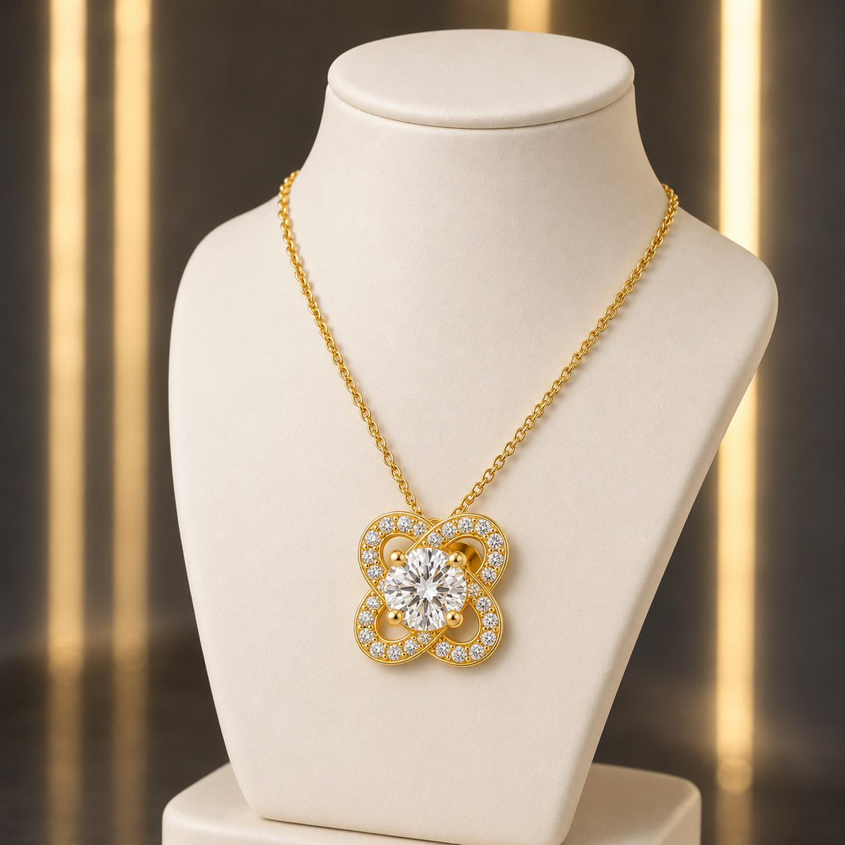 Golden Petal Cross Bloom Pendant