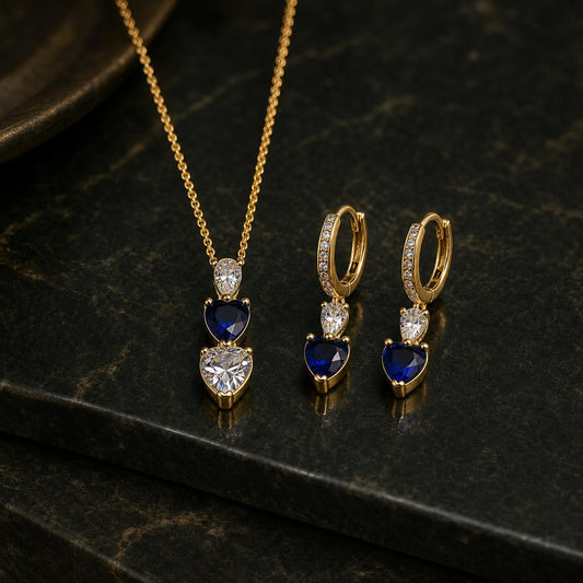 Golden Sapphire Heart Drop Jewellery Set product image 2