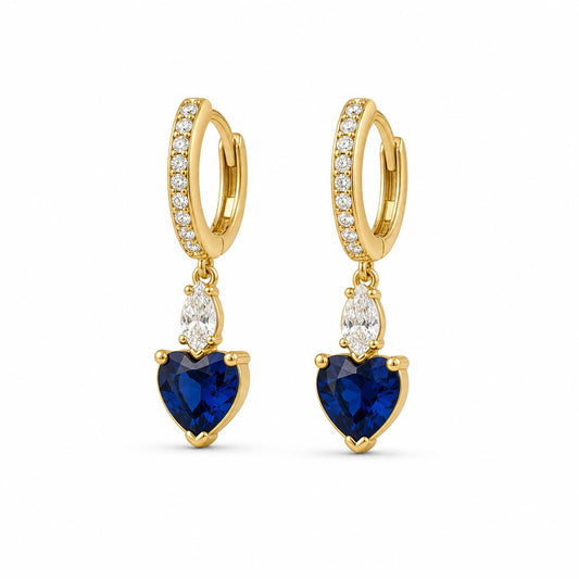Golden Sapphire Heart Huggie Earrings product image 2