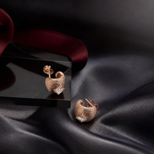 Rose Gold Astra Ridge Dome Earrings product image 2