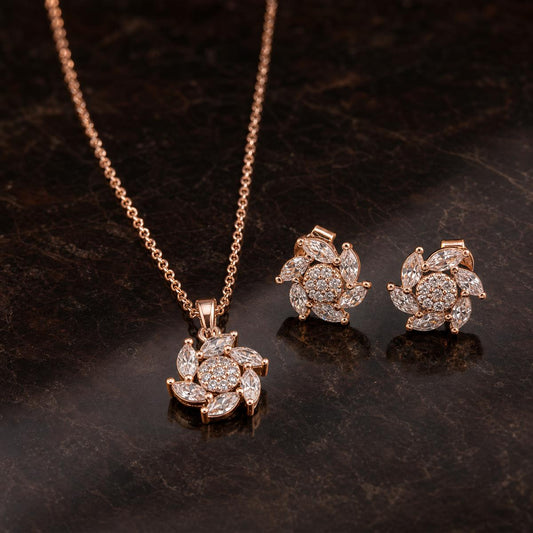 Rose Gold Floral Swirl Jewellery Set product image 2