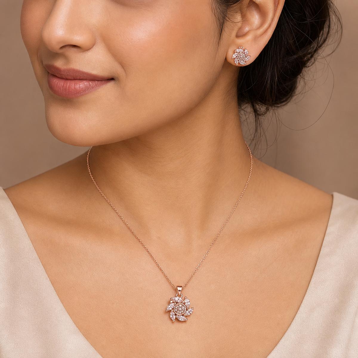 Rose Gold Floral Swirl Jewellery Set product image 6