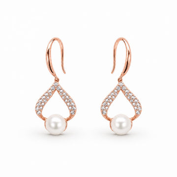 Rose Gold Luna Pearl Loop Earrings product image 1