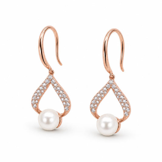 Rose Gold Luna Pearl Loop Earrings product image 2