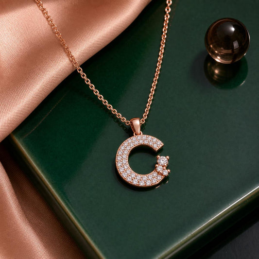 Rose Gold Moonlit Crescent Pendant product image 2