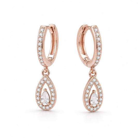 Rose Gold Noor Pear Huggie Earrings product image 2