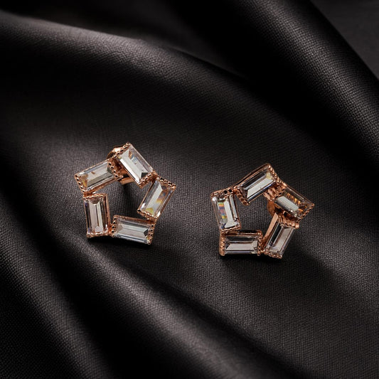 Rose Gold Prism Baguette Star Earrings product image 2
