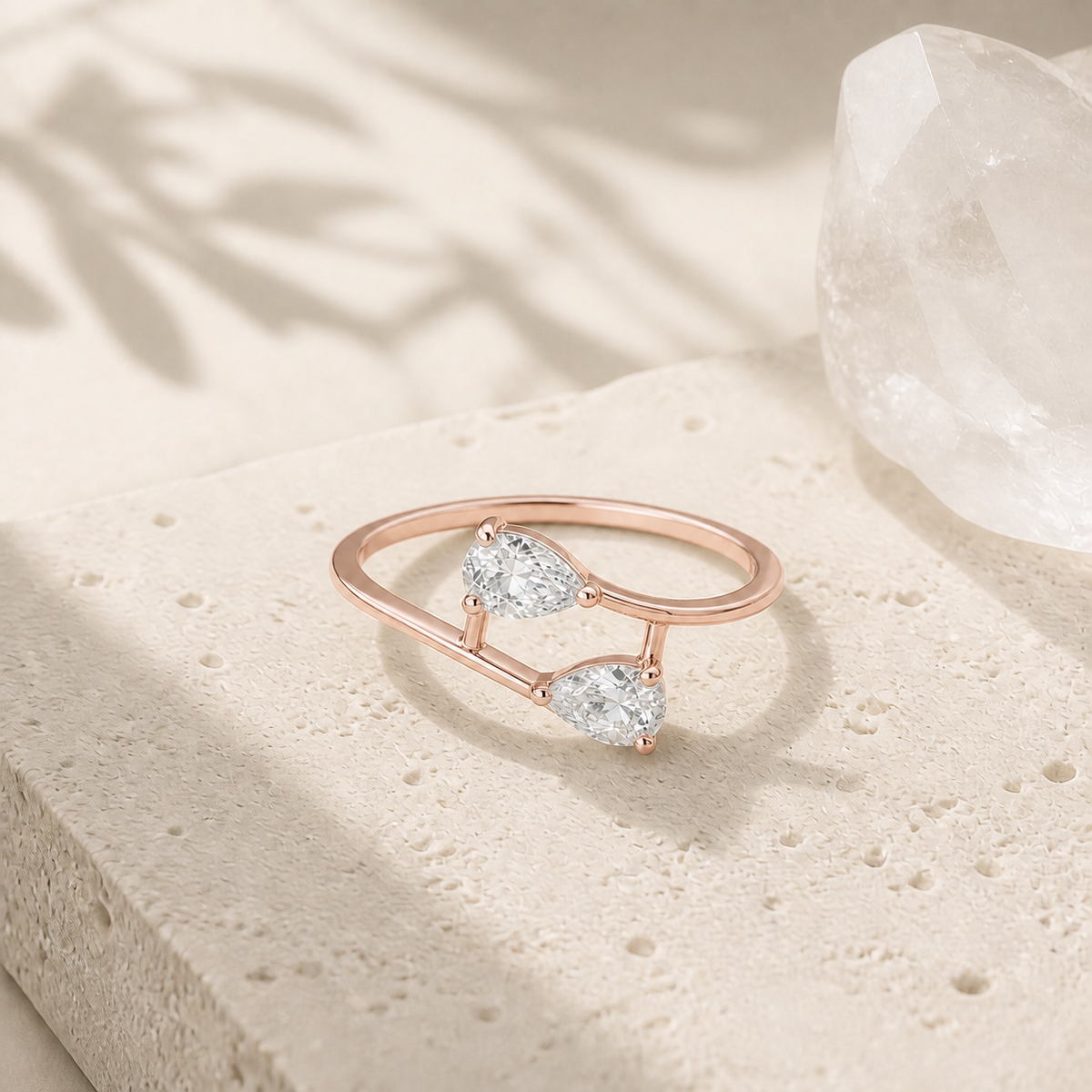 Rose Gold Adjustable Twin Pear Ring product image 5