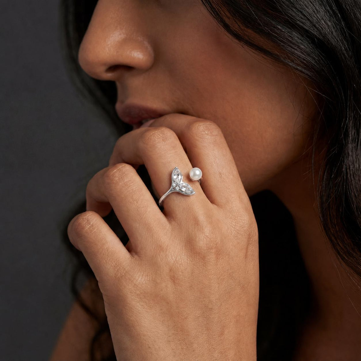 Silver Adjustable Aqua Bloom Ring product image 5