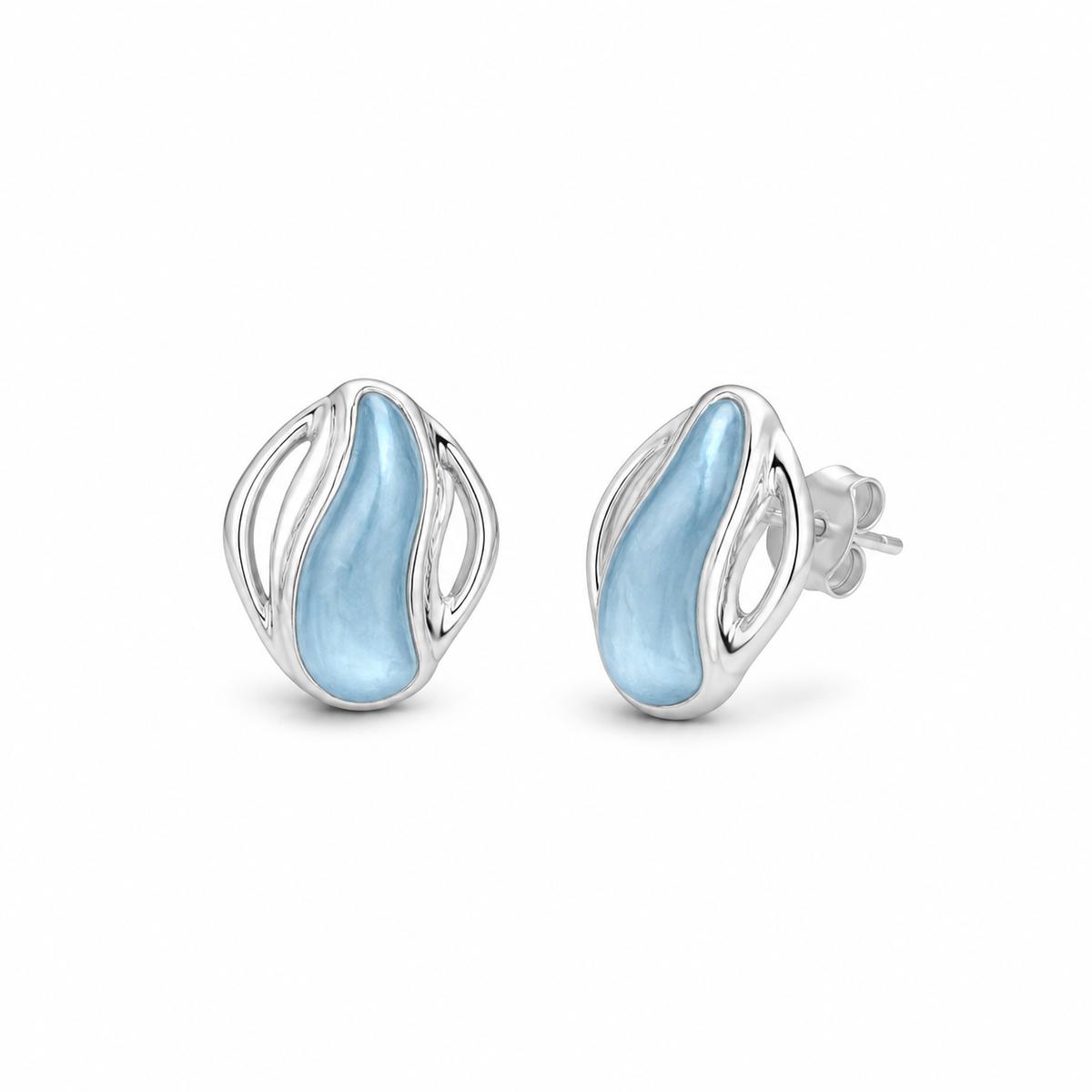 Silver Aqua Orbit Shell Earrings product image 6