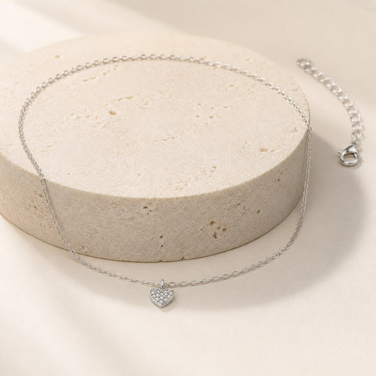 Silver Heart Charm Anklet product image 2