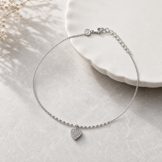Silver Heart Charm Anklet product image 3