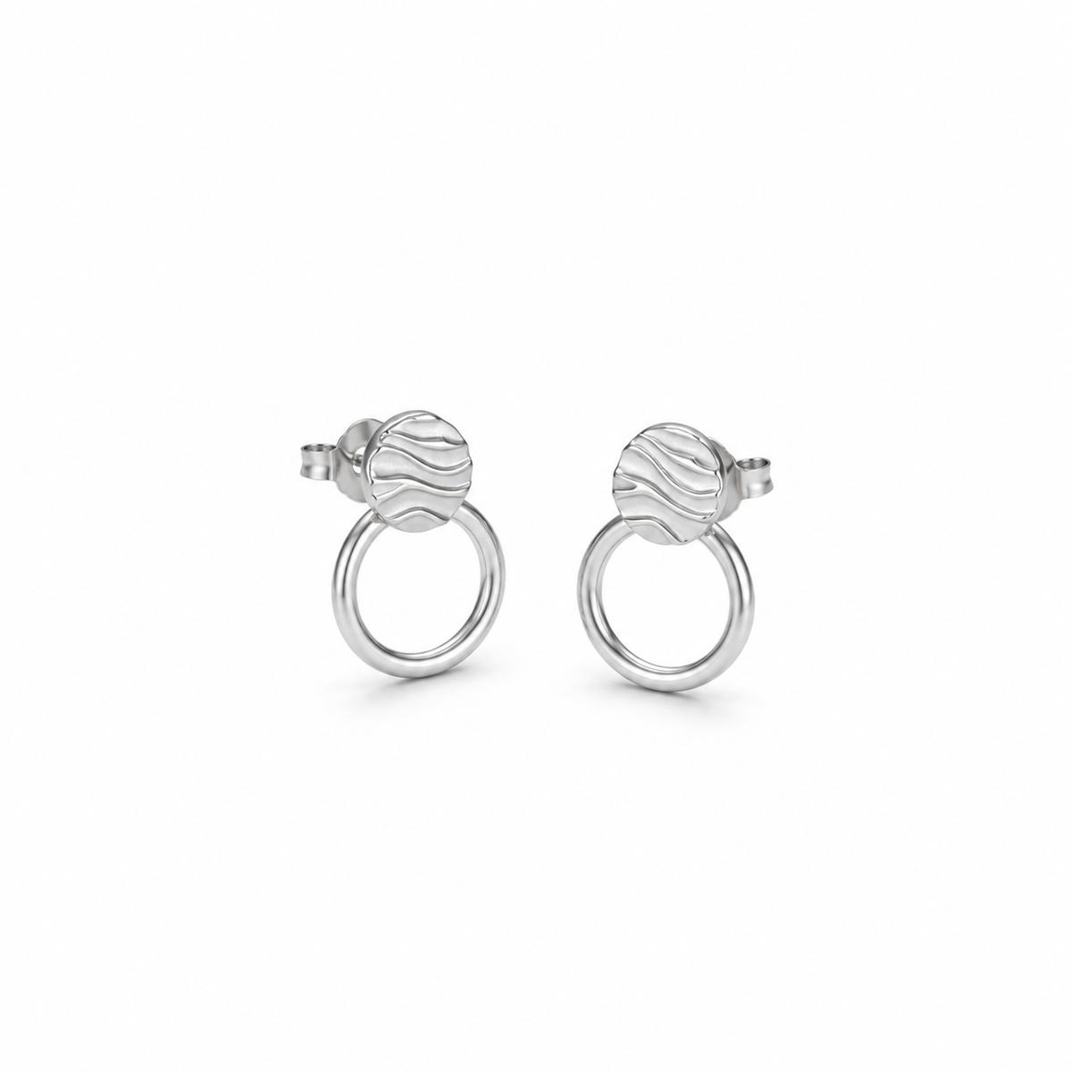 Silver Luna Ribbed Ring Earrings product image 6