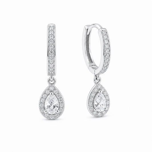 Silver Noor Pear Huggie Earrings product image 2