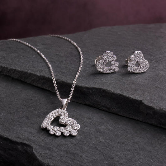 Silver Open Heart Halo Jewellery Set product image 2