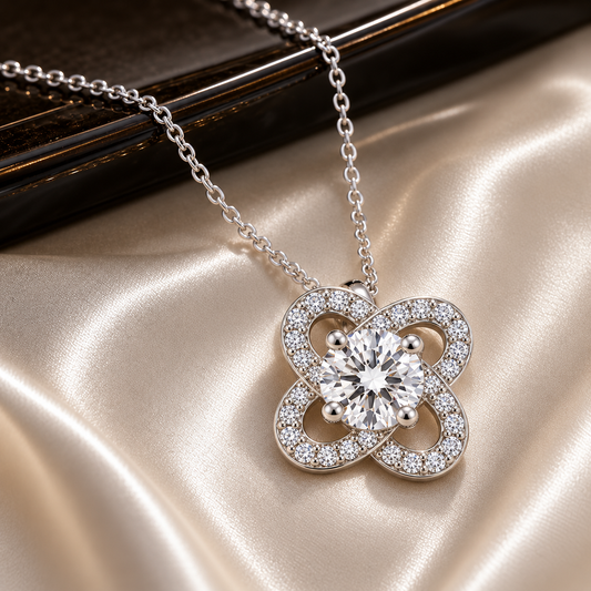 Silver Petal Cross Bloom Pendant
