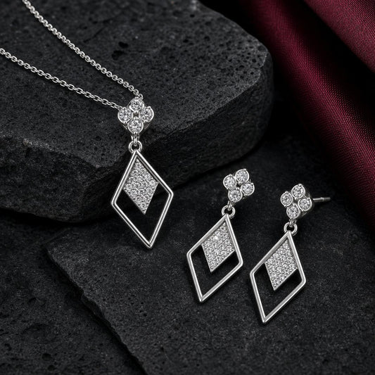 Silver Prism Diamond Drop Jewellery Set product image 2