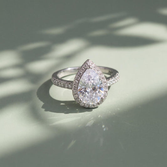 Silver Teardrop Halo Ring product image 2