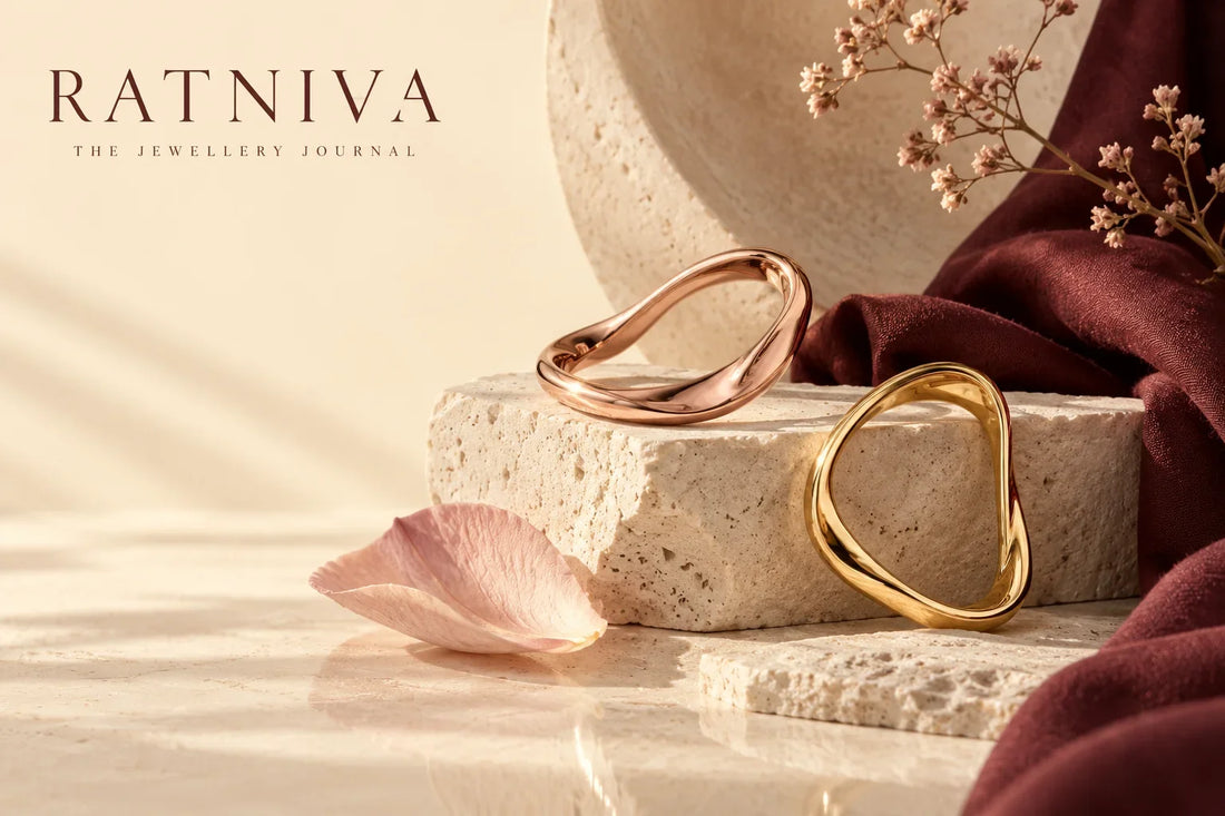 Ratniva editorial illustration for rose gold vs yellow gold