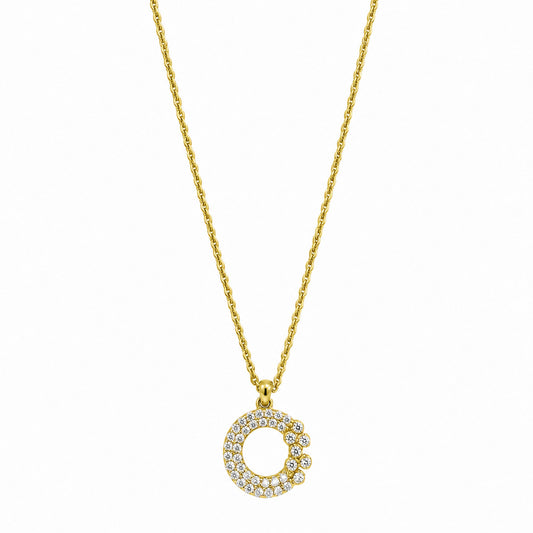 Golden Moonlit Crescent Pendant