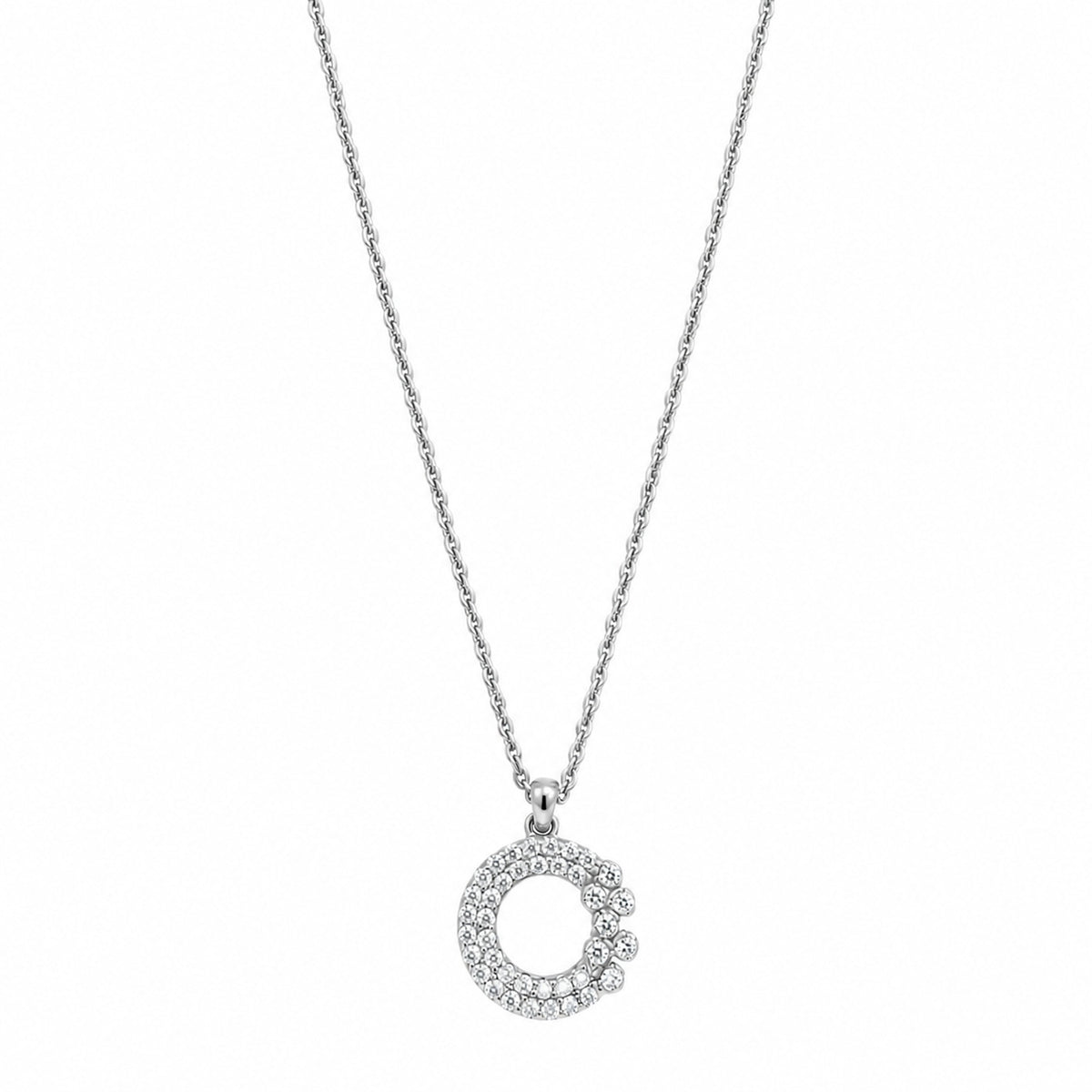 Silver Moonlit Crescent Pendant