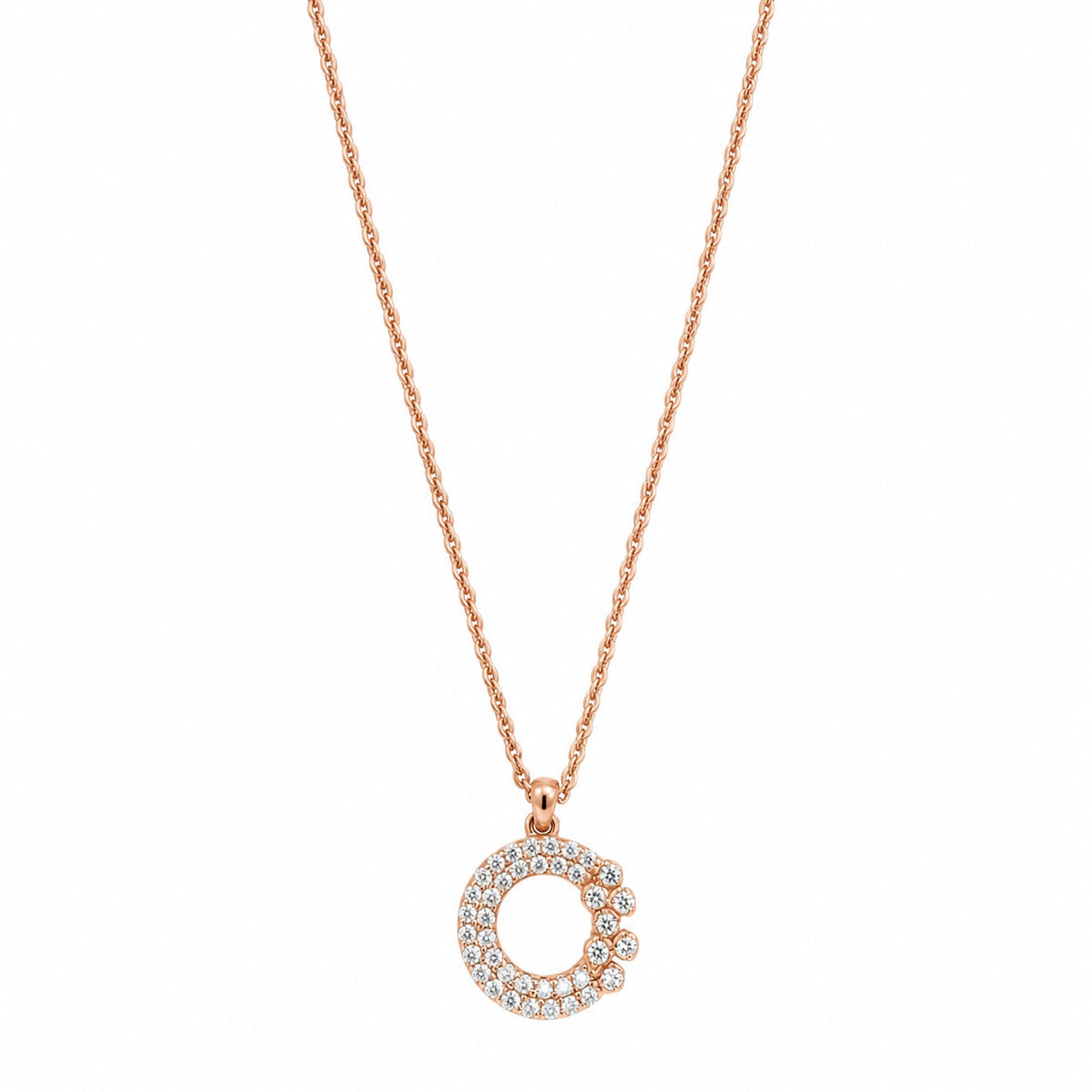 Rose Gold Moonlit Crescent Pendant