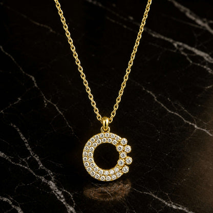 Golden Moonlit Crescent Pendant