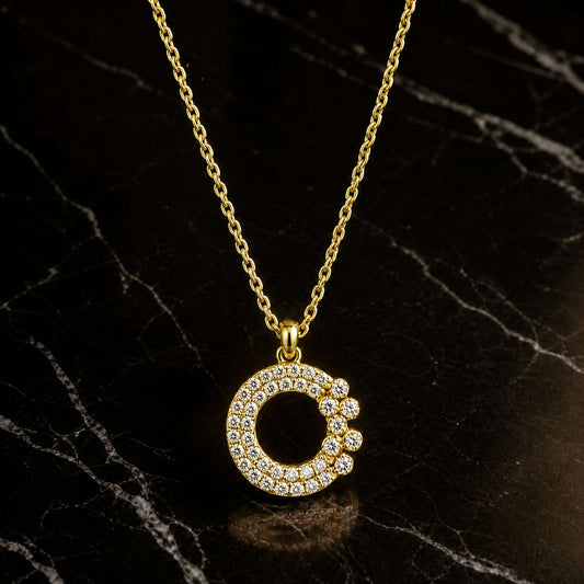 Golden Moonlit Crescent Pendant