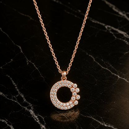 Rose Gold Moonlit Crescent Pendant