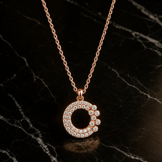 Rose Gold Moonlit Crescent Pendant