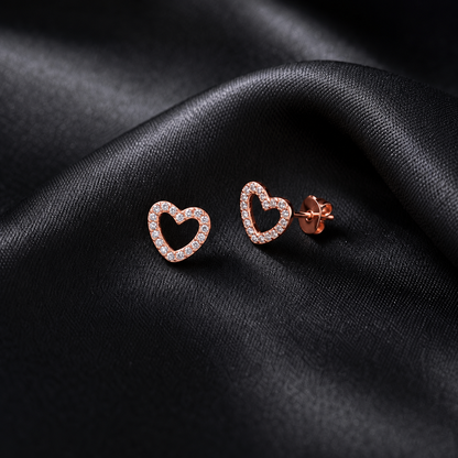 Rose Gold Amora Open Heart Earrings