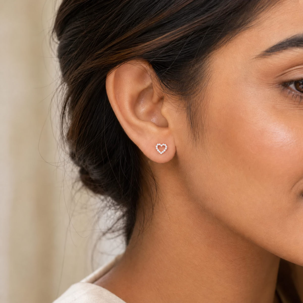 Rose Gold Amora Open Heart Earrings