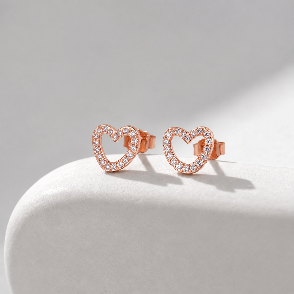 Rose Gold Amora Open Heart Earrings