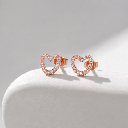 Rose Gold Amora Open Heart Earrings