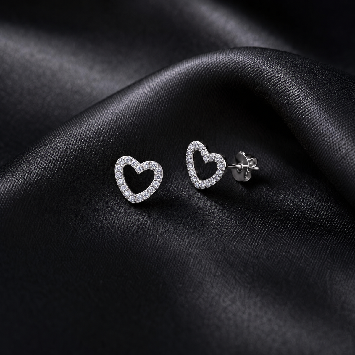 Silver Amora Open Heart Earrings