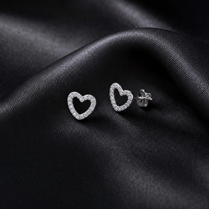 Silver Amora Open Heart Earrings