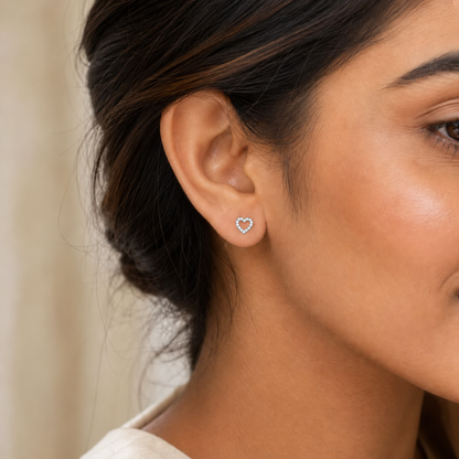 Silver Amora Open Heart Earrings