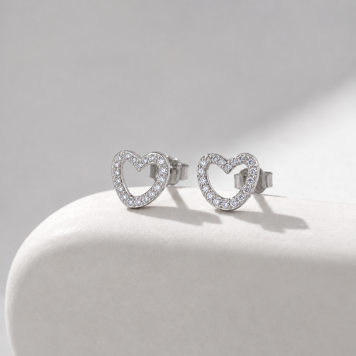 Silver Amora Open Heart Earrings