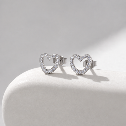 Silver Amora Open Heart Earrings