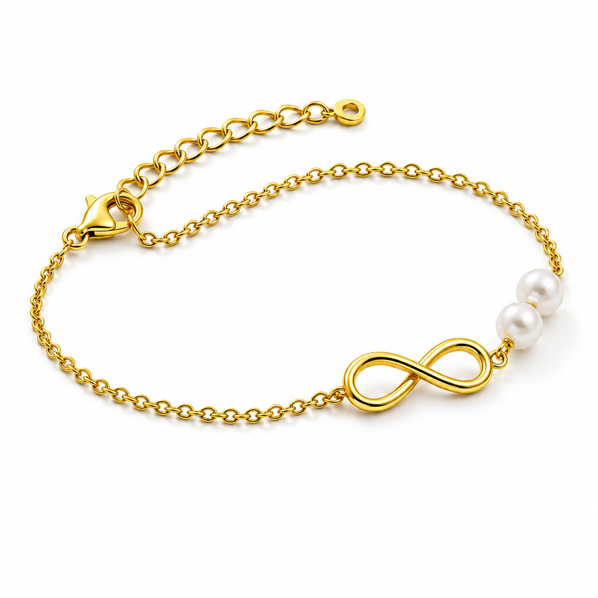 Golden Pearl Infinity Bracelet
