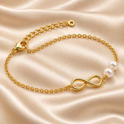 Golden Pearl Infinity Bracelet